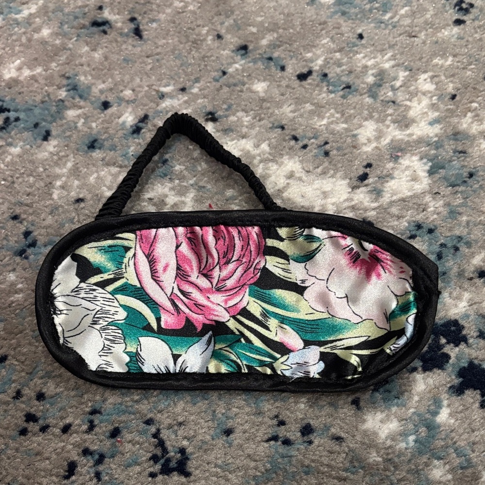 Elegant Floral Eye Mask - Pink, Green, and Black